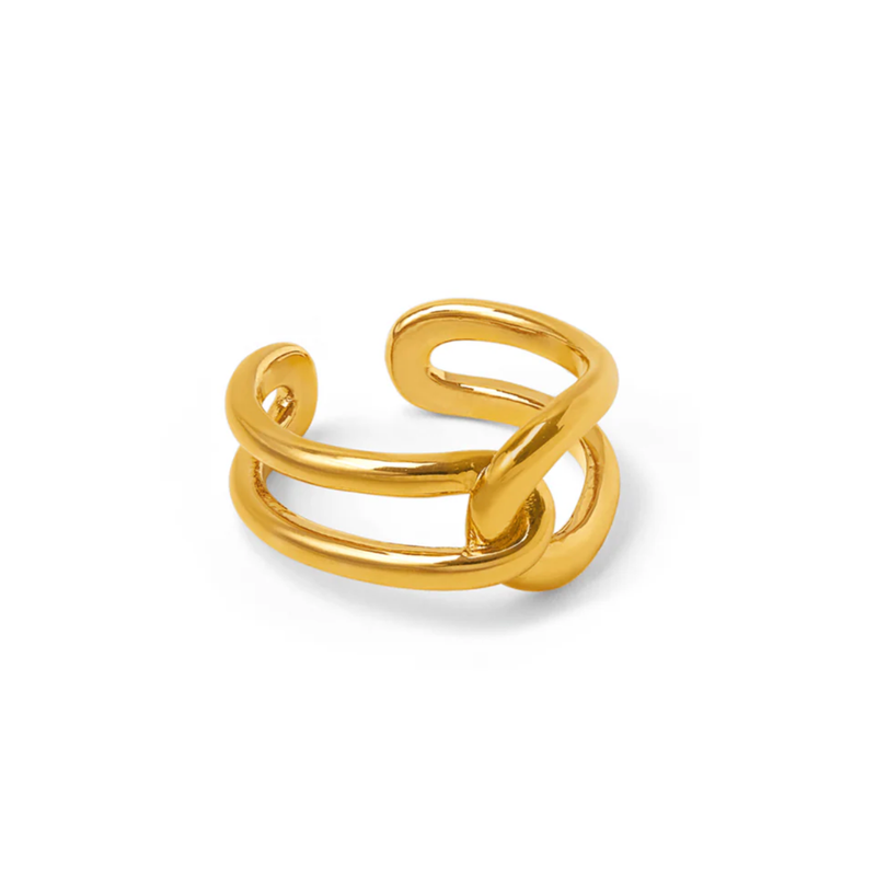 Interlocking Open Adjustable Ring Gold