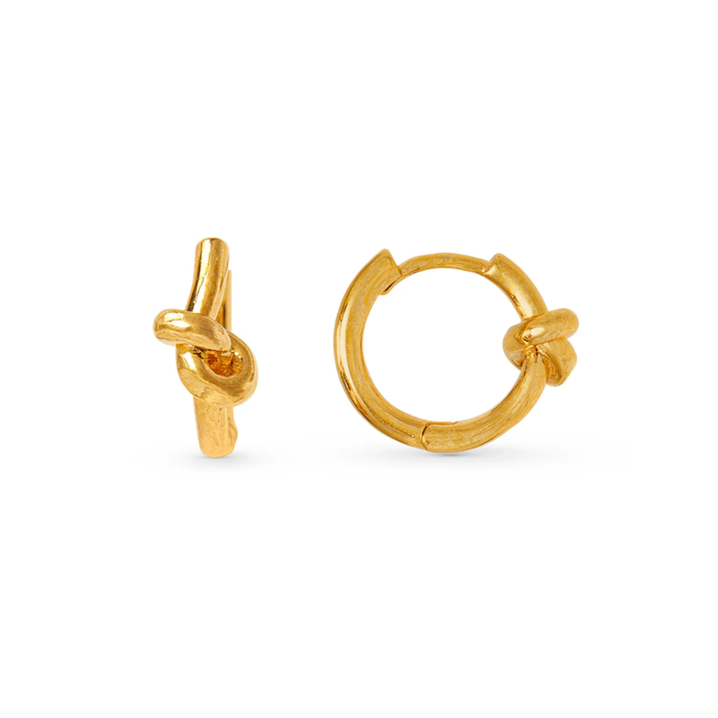 Polished Knot Huggie Hoops Gold