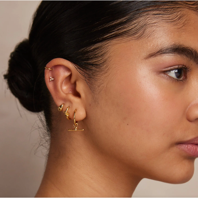 Polished Knot Huggie Hoops Gold