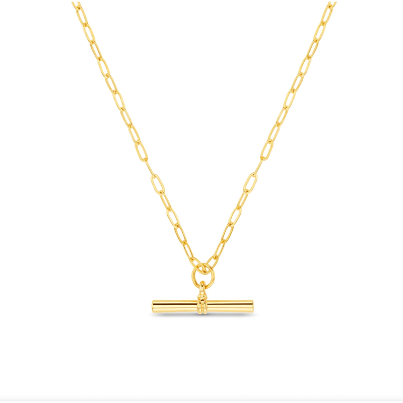 Chunky T-Bar Mid Length Necklace Gold
