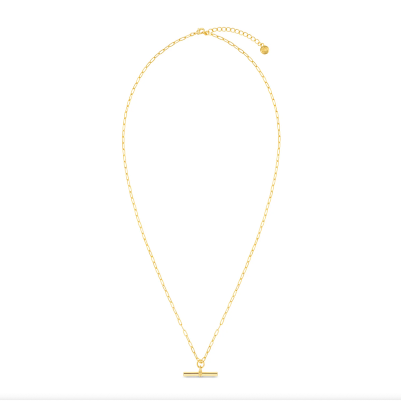 Chunky T-Bar Mid Length Necklace Gold