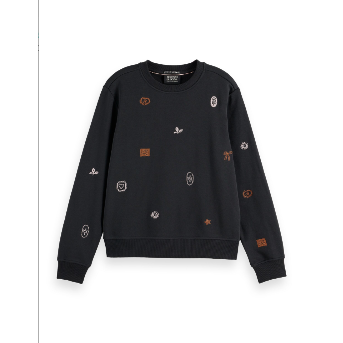 Mini Embroidery Regular Fit Sweatshirt Black