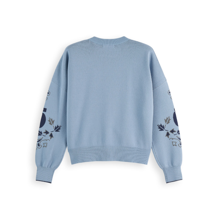 Relaxed Jacquard Pullover Blue