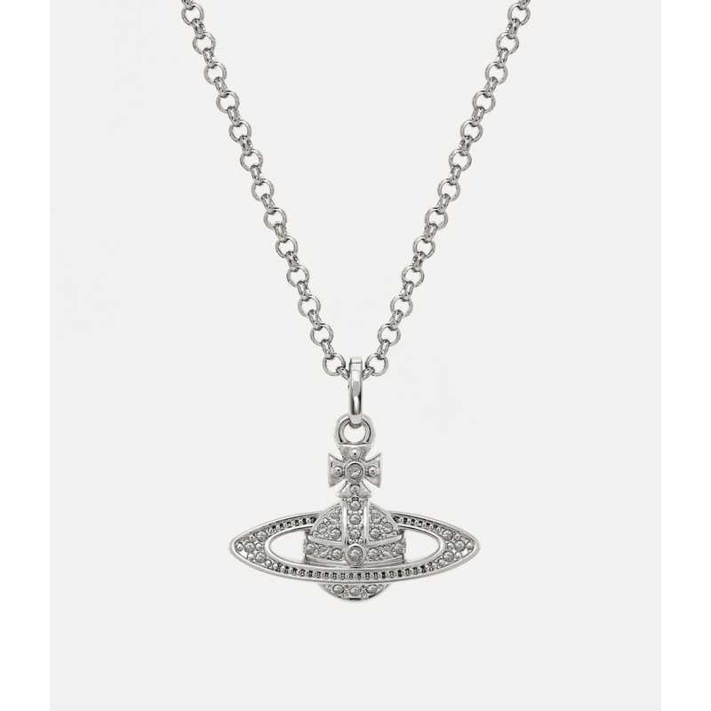 Mini Bas Relief Pendant Platinum/Crystal