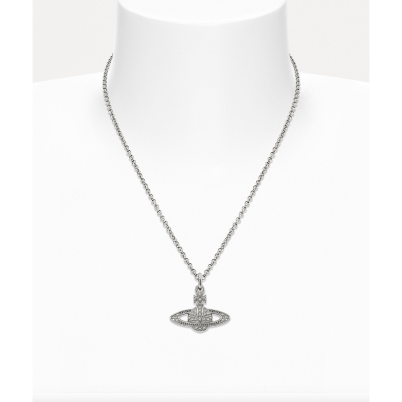 Mini Bas Relief Pendant Platinum/Crystal