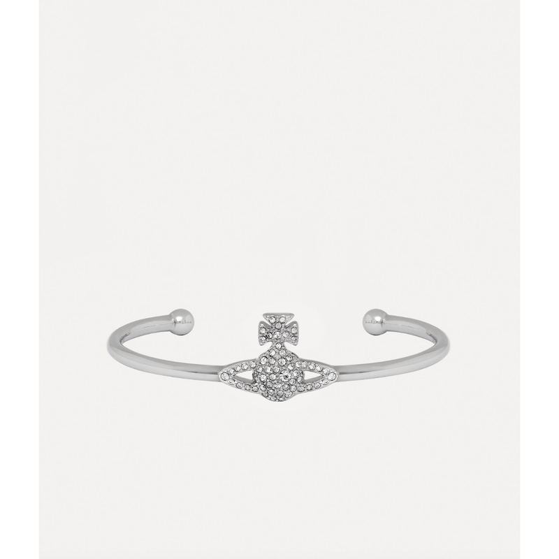 Grace Bas Relief Open Bangle Platinum/Crystal