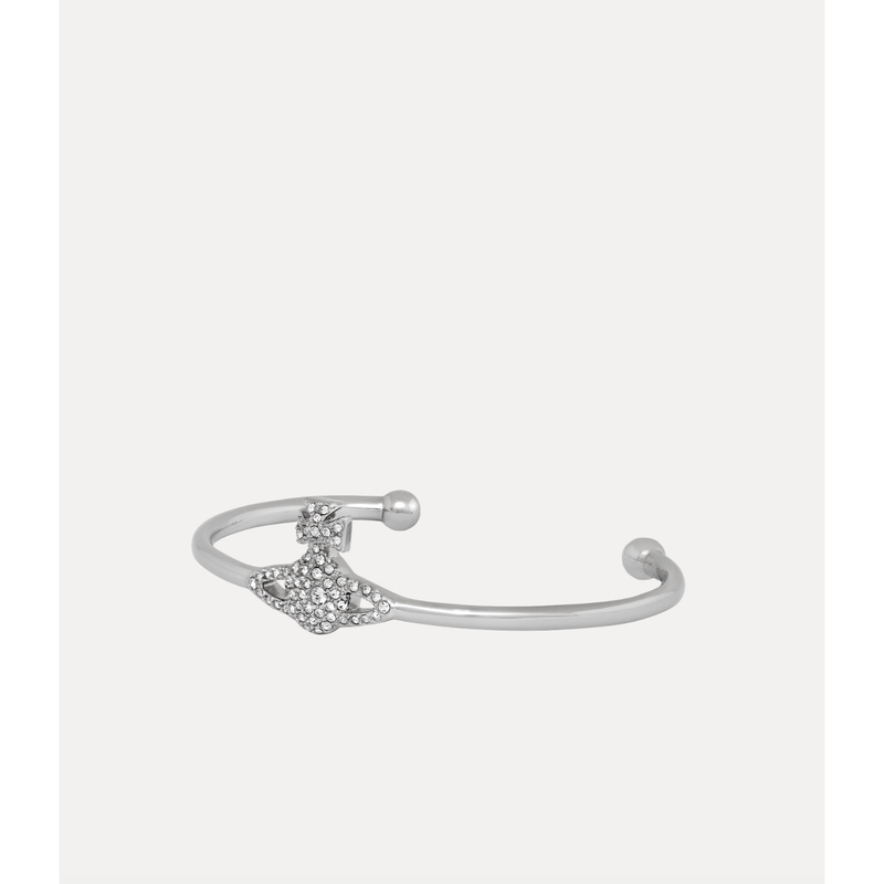 Grace Bas Relief Open Bangle Platinum/Crystal