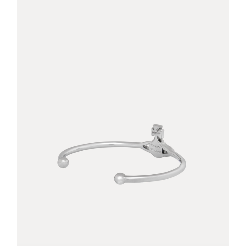 Grace Bas Relief Open Bangle Platinum/Crystal