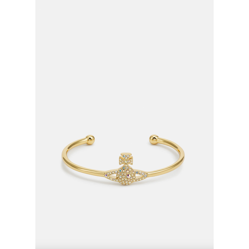Grace Bas Relief Open Bangle Gold/Crystal