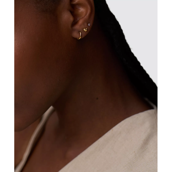 Domed Heart Crystal Stud and Micro Stud Earring Pack Gold