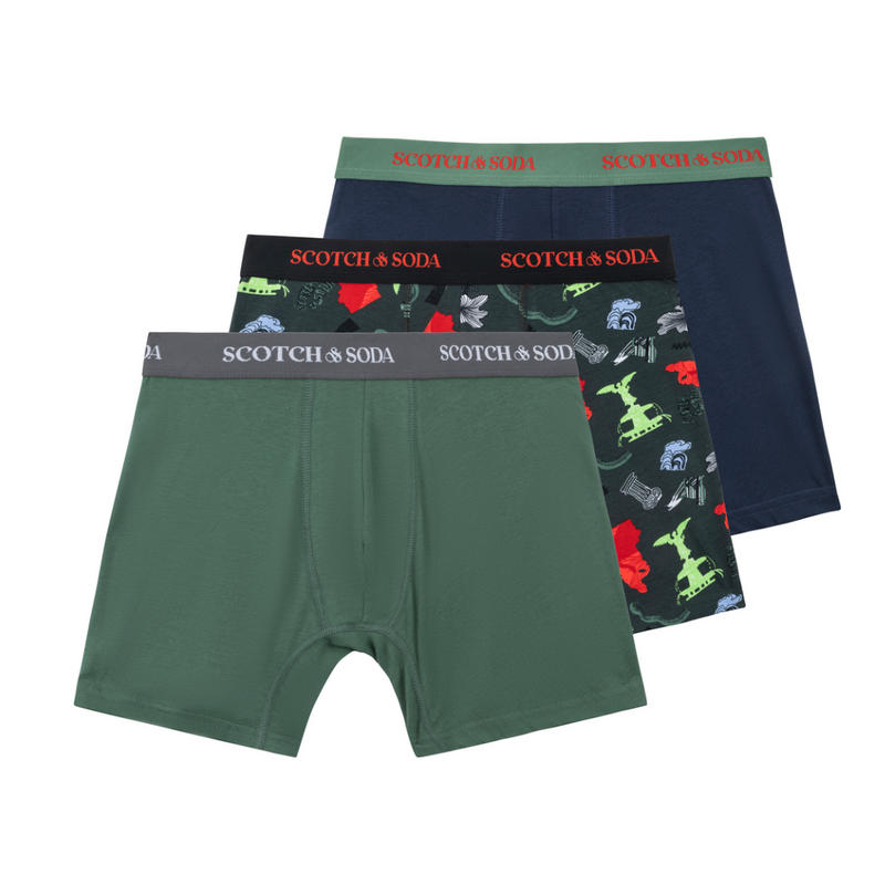 3-Pack Cotton Stretch Boxers Green