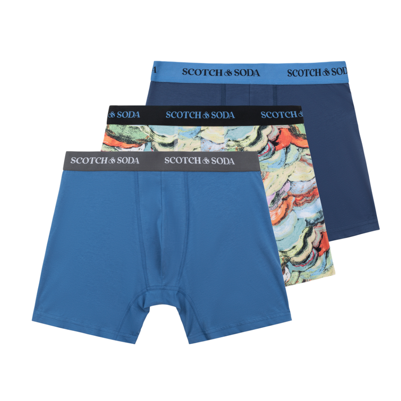 3-Pack Cotton Stretch Boxers Blue