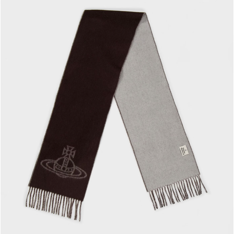 Single Orb Double Faced Wool Scarf Brown