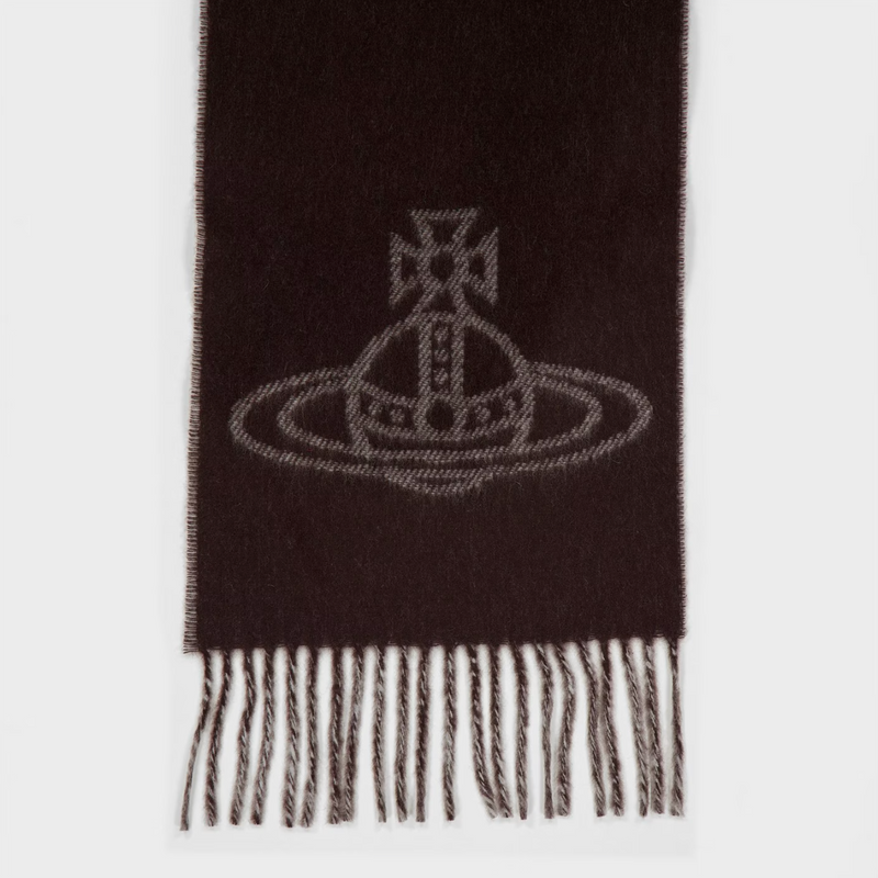 Single Orb Double Faced Wool Scarf Brown