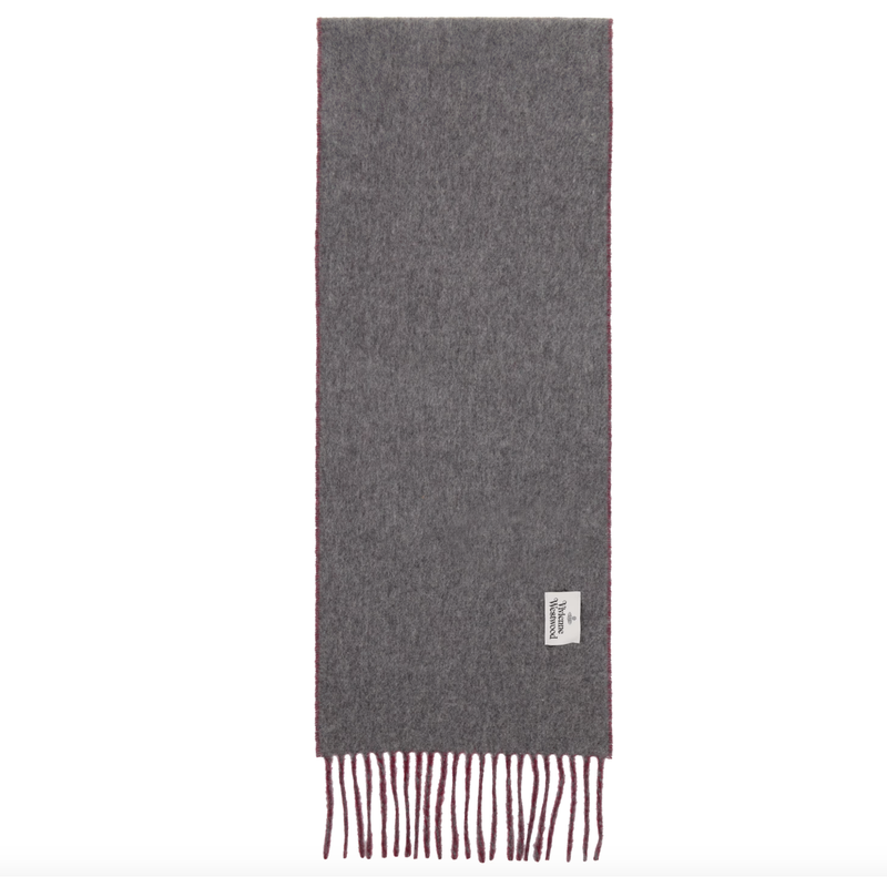 Single Orb Double Faced Wool Scarf Red/Grey