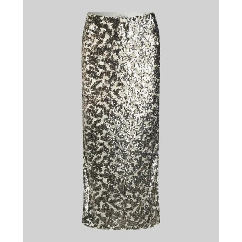 Pailey Sequin Midi Skirt Silver - AgathaBoutiqueLtd