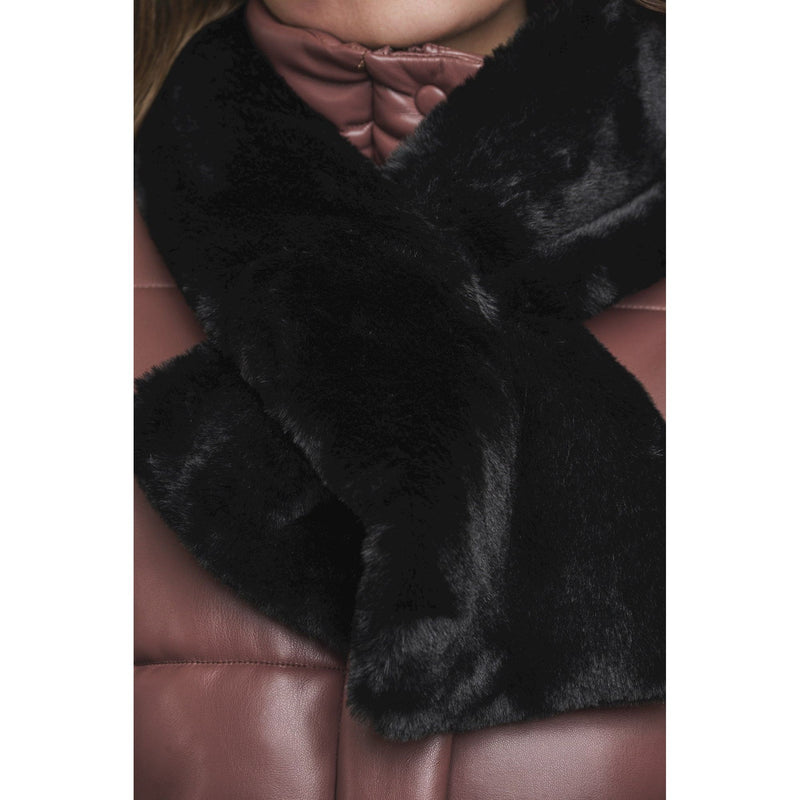 Stip Faux Fur Scarf Black