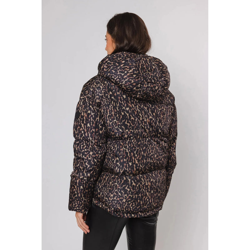 Sunn Short Padded Jacket With Hood Leopard