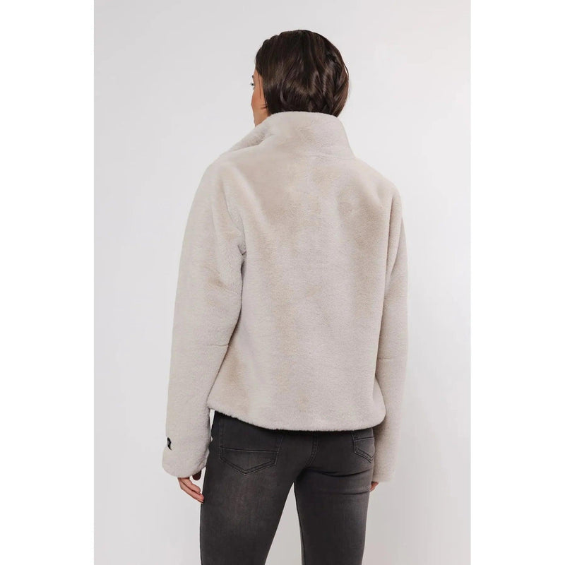 Vie Single Breasted Faux Fur Jacket Birch - AgathaBoutiqueLtd