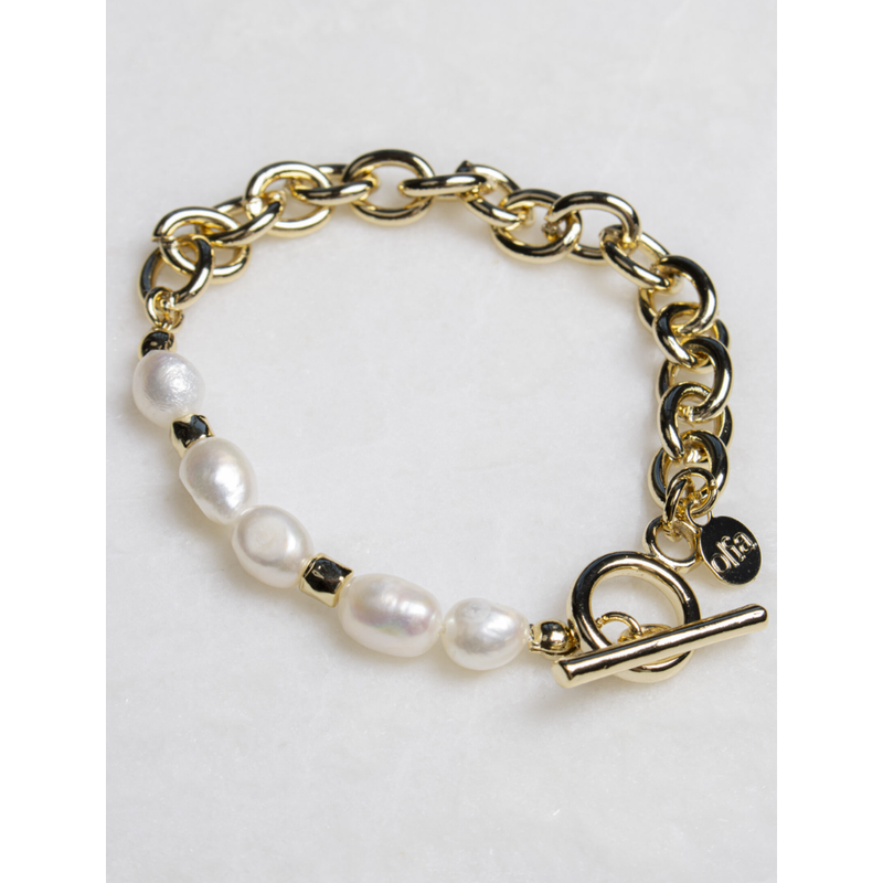 Flora Plated Pearl Bracelet Gold Plated