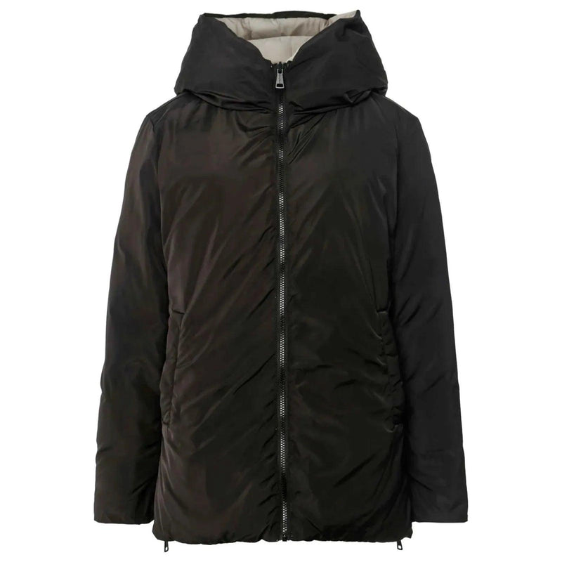 Jolanda Reversible Short Padded Hooded Coat Stone/Black - AgathaBoutiqueLtd