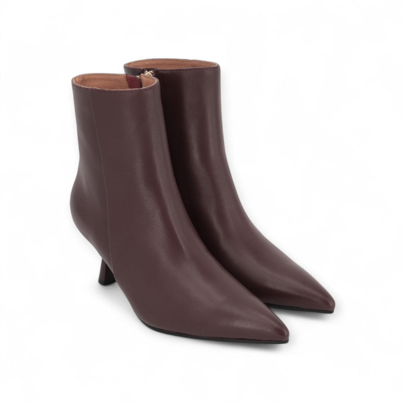 Kid Leather Bootie Burgundy