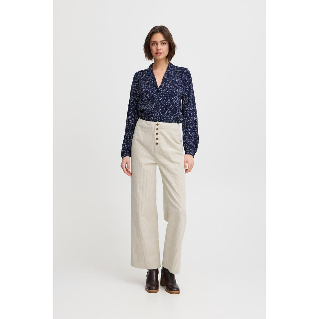 IRLESSI Cord High Waisted Trousers Birch - AgathaBoutiqueLtd