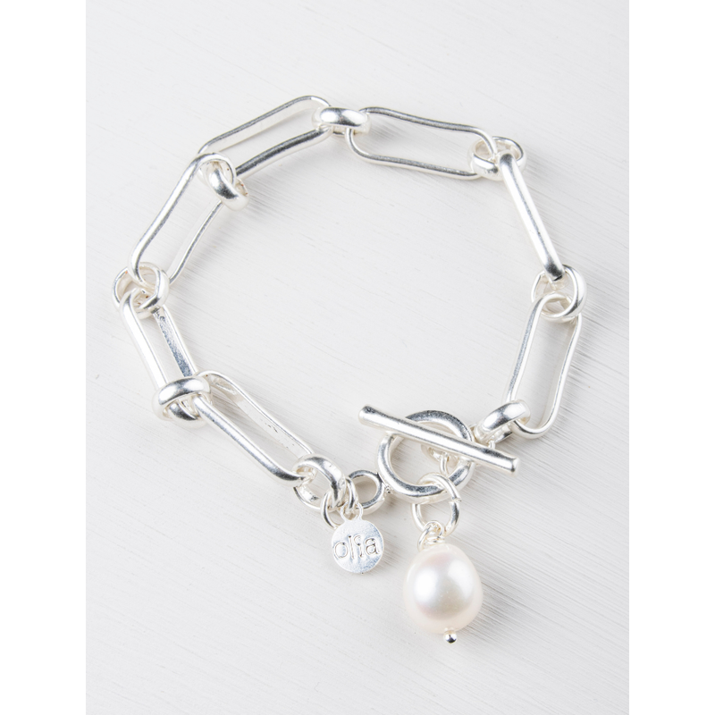 Camila Freshwater Pearl Paperlink Bracelet Silver Bracelet