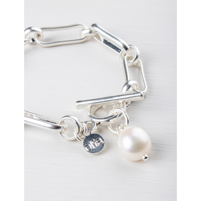 Camila Freshwater Pearl Paperlink Bracelet Silver Bracelet