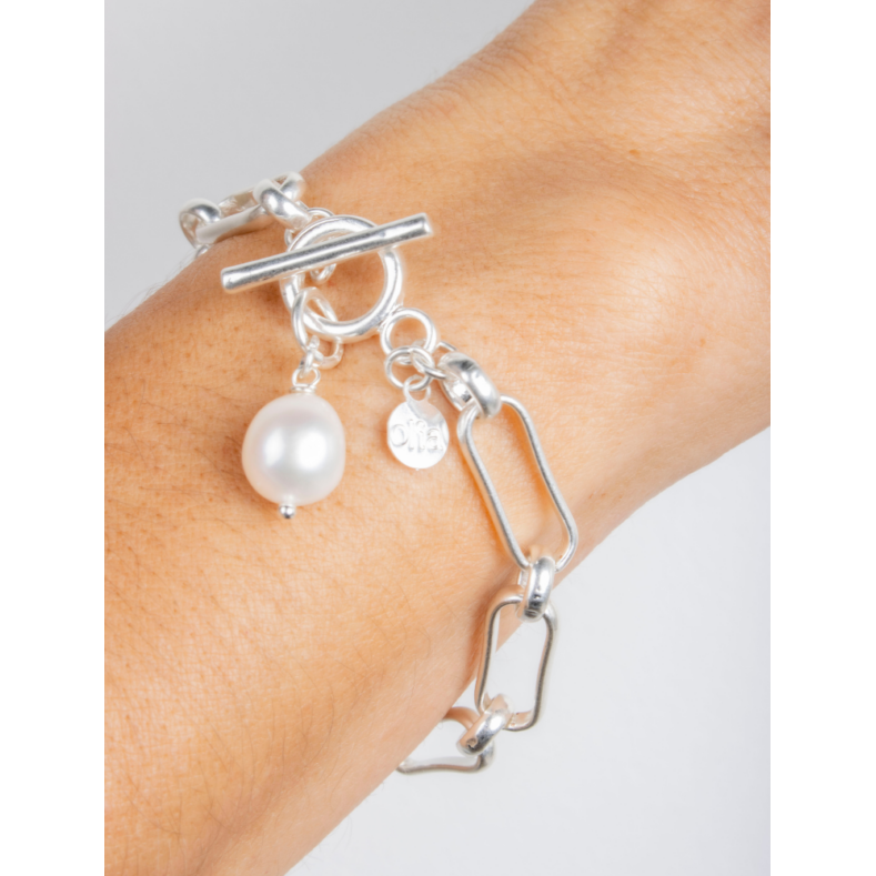 Camila Freshwater Pearl Paperlink Bracelet Silver Bracelet