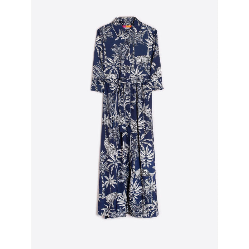 NATALIA Animal Printed Shirt Dress Navy - AgathaBoutiqueLtd