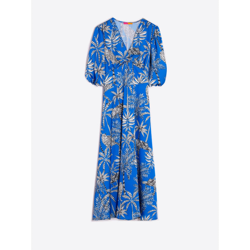 Natasha Leopard Midi Dress Blue