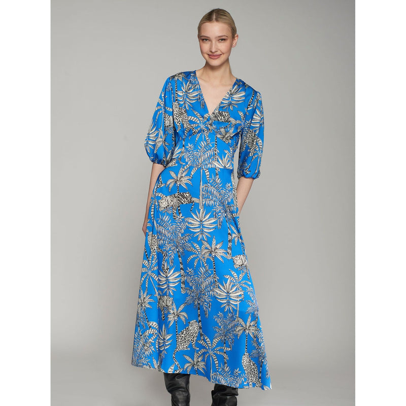 Natasha Leopard Midi Dress Blue