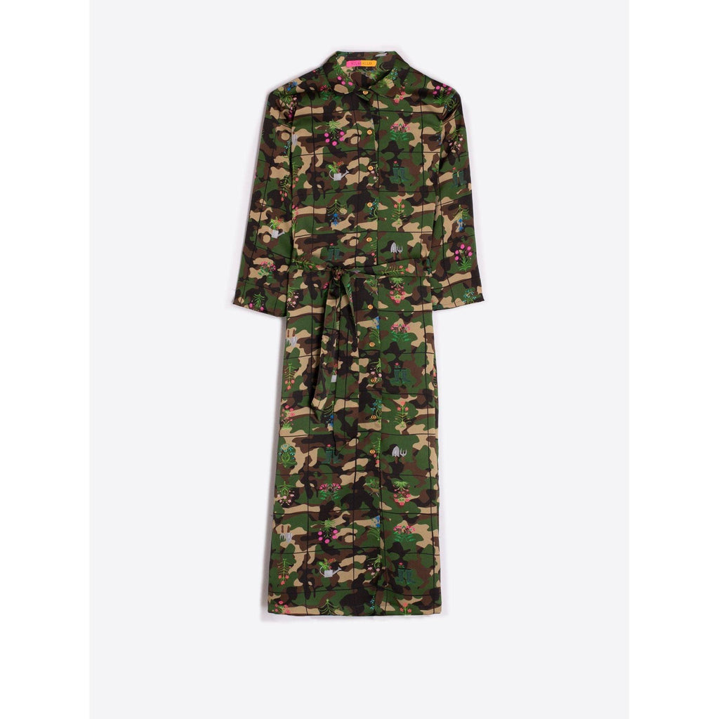 NELA Camo Flower Print Shirt Dress Camouflage - AgathaBoutiqueLtd