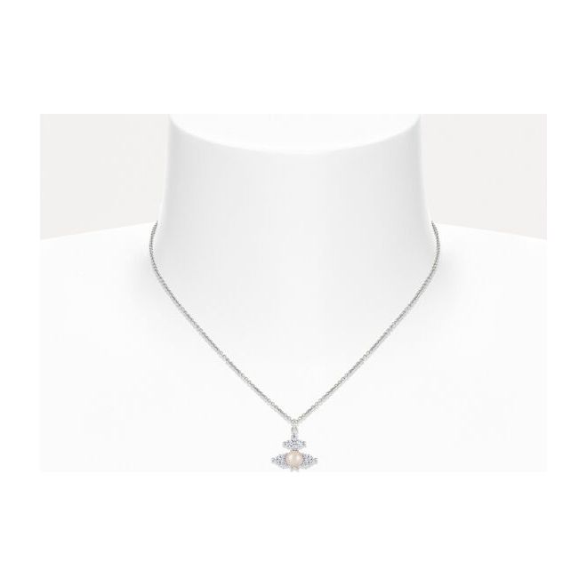 Feodora Pearl CZ Pendant Platinum/Pearl/Crystal