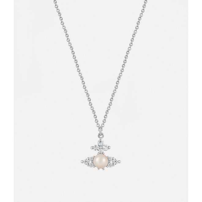 Feodora Pearl CZ Pendant Platinum/Pearl/Crystal