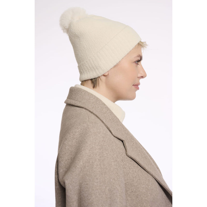 Martina Knitted Beanie With Pom Pom Birch