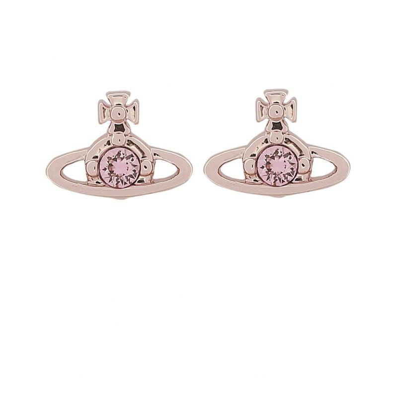Nano Solitaire Stud Earrings Pink Gold/Violet Crystal