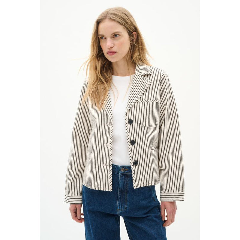 BaiIW Cotton/Linen Knit Jacket Ecru/Black