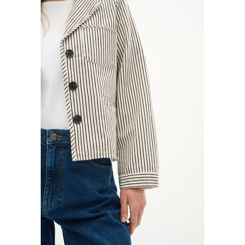 BaiIW Cotton/Linen Knit Jacket Ecru/Black