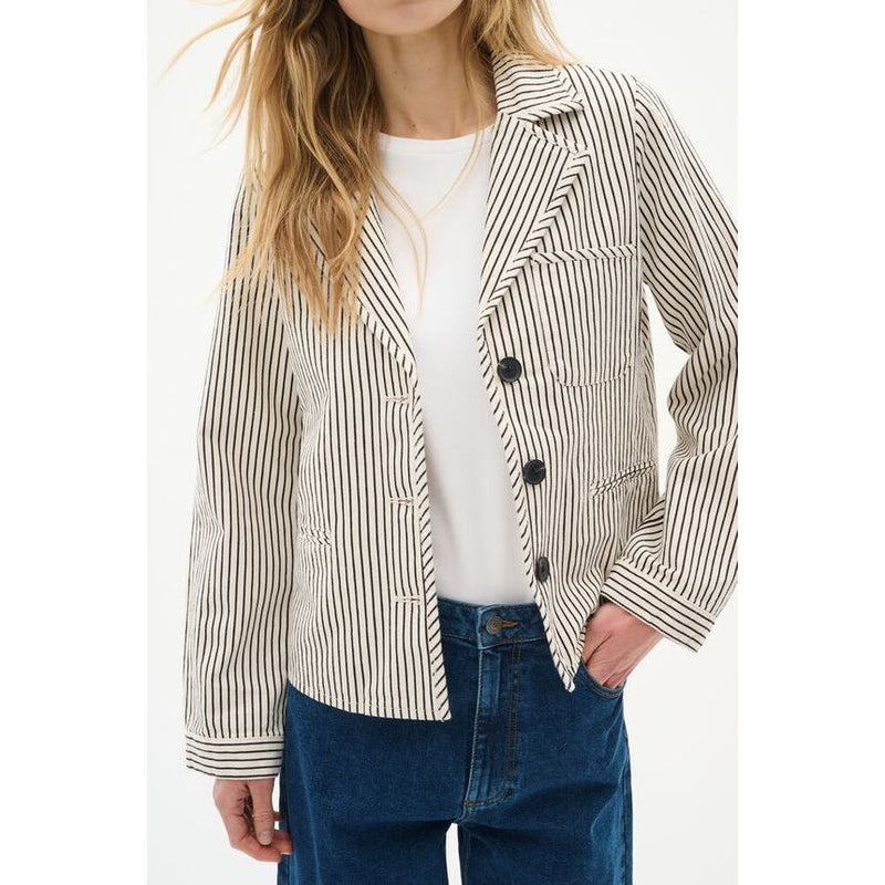 BaiIW Cotton/Linen Knit Jacket Ecru/Black