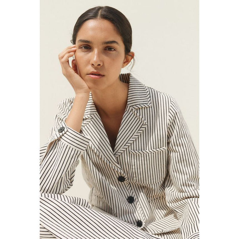 BaiIW Cotton/Linen Knit Jacket Ecru/Black