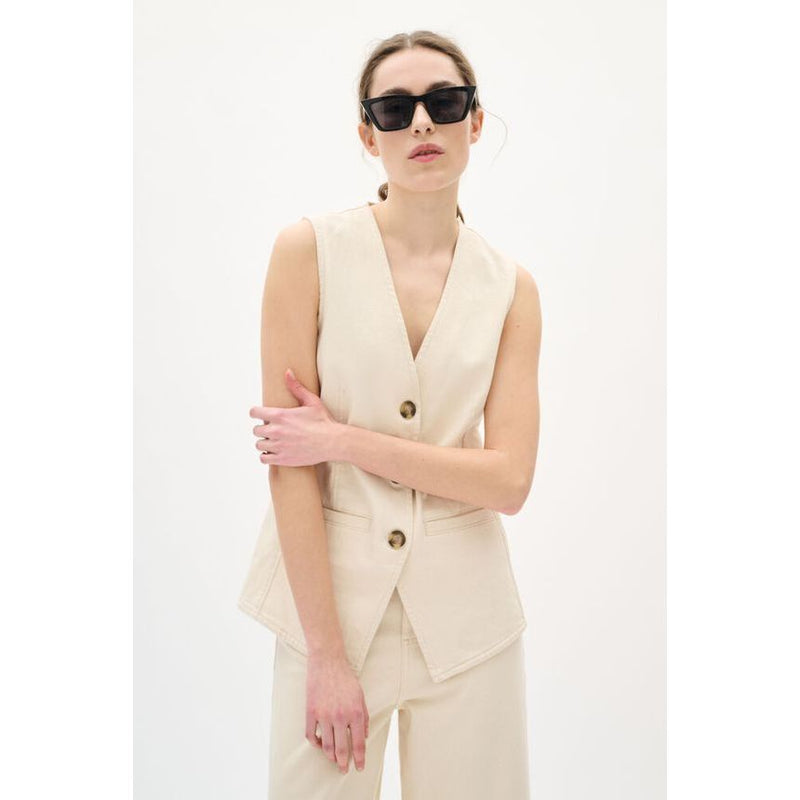 BaccaIW Denim Waistcoat Ecru