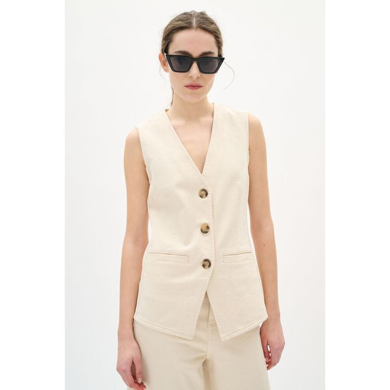 BaccaIW Denim Waistcoat Ecru
