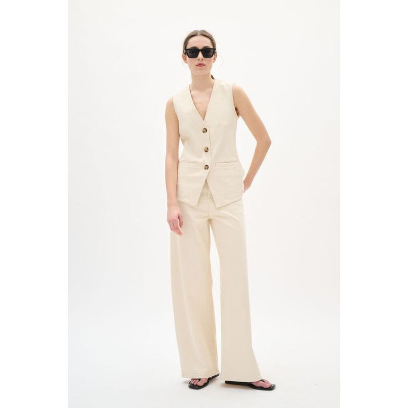 BaccaIW Denim Waistcoat Ecru