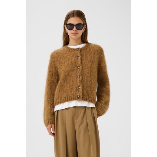 JetraIW Mohair Wool Cardigan Tobacco