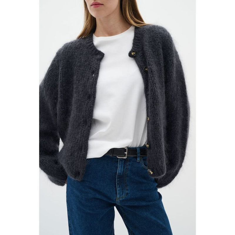 JetraIW Mohair Wool Cardigan Dark Grey