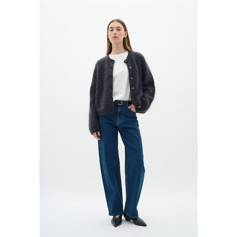 JetraIW Mohair Wool Cardigan Dark Grey