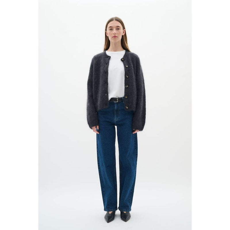 JetraIW Mohair Wool Cardigan Dark Grey