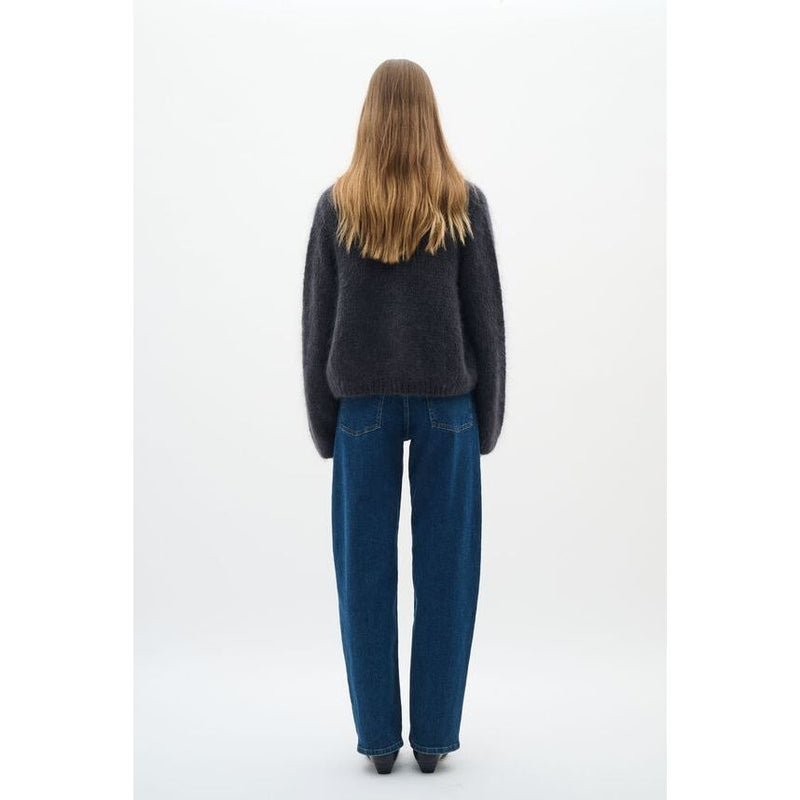 JetraIW Mohair Wool Cardigan Dark Grey